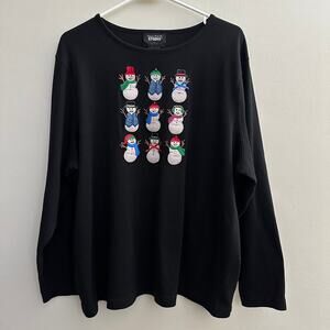 Designers Original Studio Vintage Y2K Ugly Christmas T-Shirt Embroidered Snowman